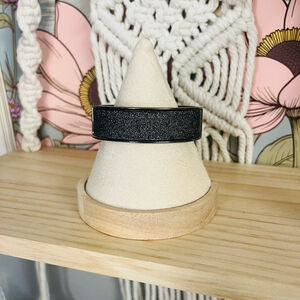 Black Glitter Bangle Bracelet | Hinged Metal Bracelet |‎ Sparkly Edgy Statement